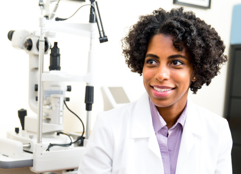 optometrist in her clinic