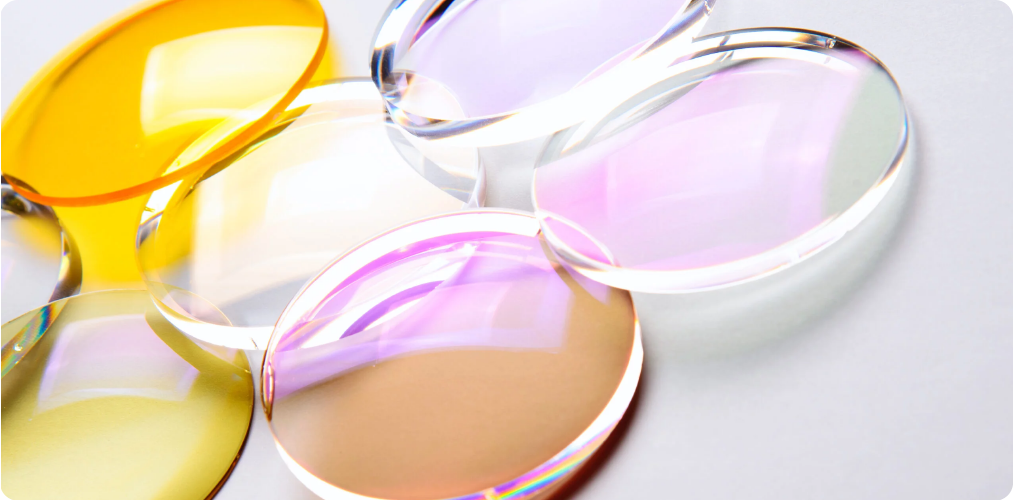 different coloured glasses lenses