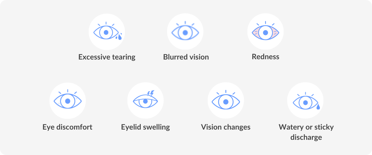 list of symptoms of watery eyes