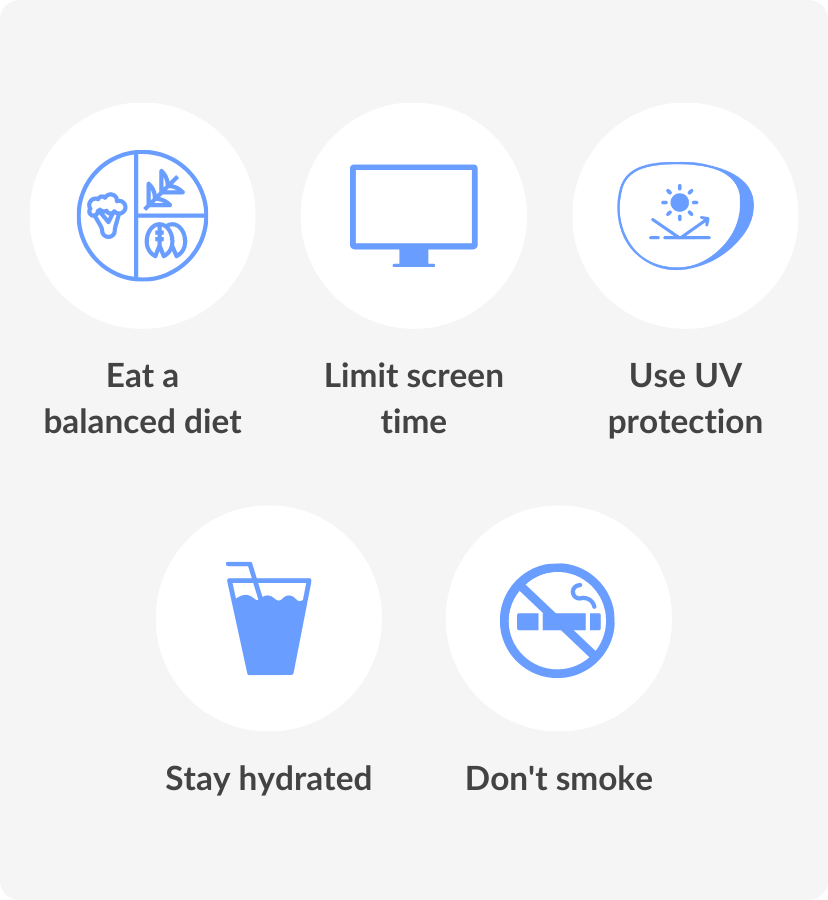 infographic with 5 tips for healthy eyes and vision.