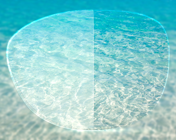 polarised vs non polarised lens view of water