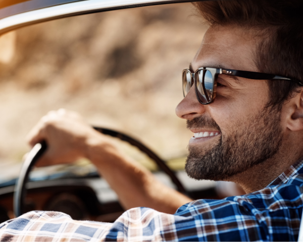 man with polarized glasses