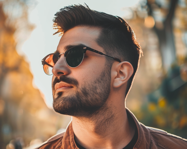 man wearing ray ban clubmaster sunglasses