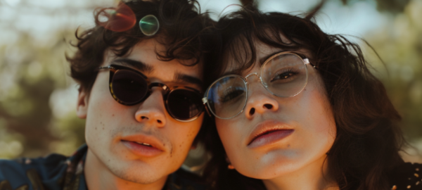 boy and girl couple wearing sunglasses and eyeglasses