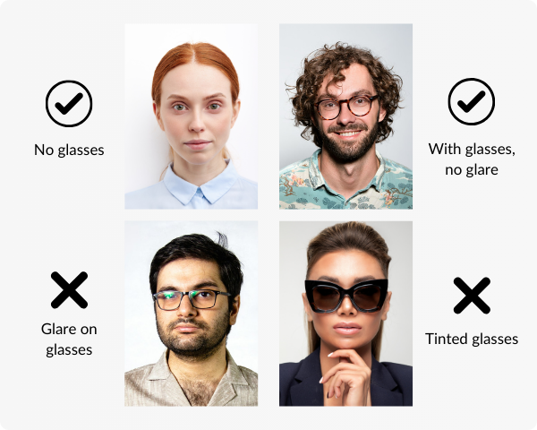 Requirements for wearing glasses in a passport photo