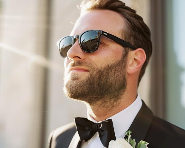 groom wearing sunglasses