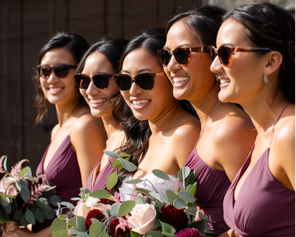 bridesmaids wearing sunglasses