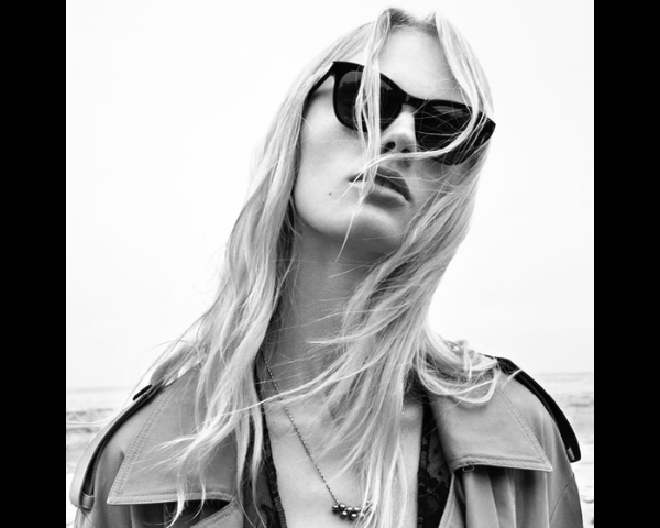 woman wearing cat eye saint laurent sunglasses