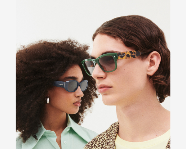 man and woman wearing vogue eyewear sunglasses