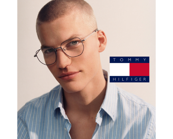 man wearing tommy hilfiger eyewear