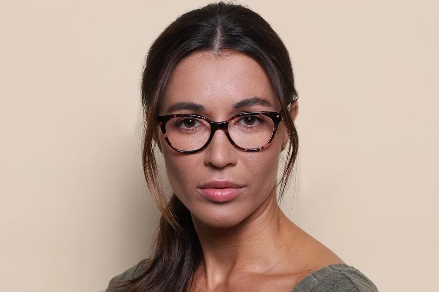 Woman wearing eye cat frame Ralph Lauren eyeglasses