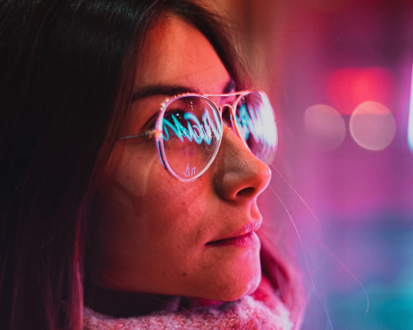 Lights reflecting from glasses lens