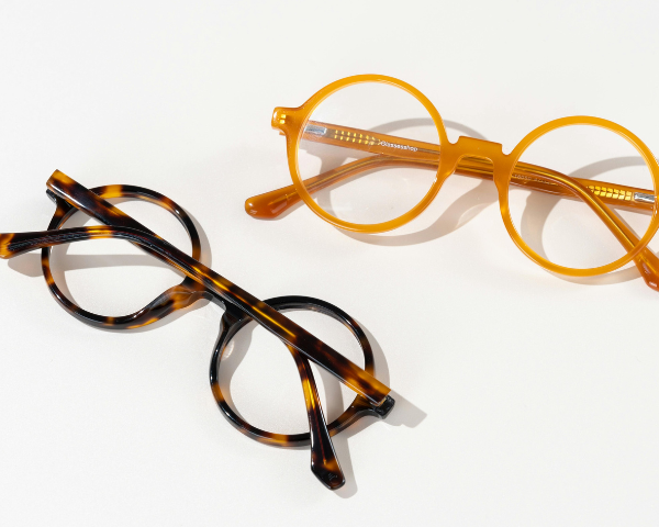 two round brown tortoise eyeglasses