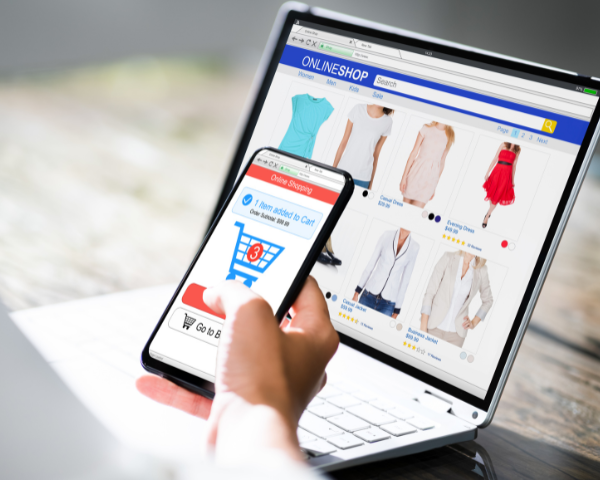 Computer and smartphone online shopping