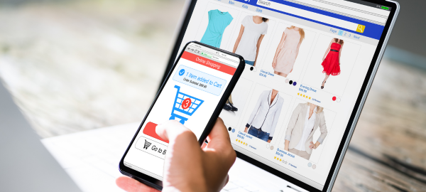 Online shopping on computer and smartphone