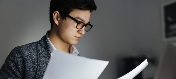 man with reading glasses