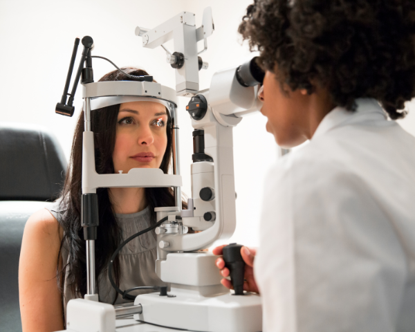 Woman getting eye checked