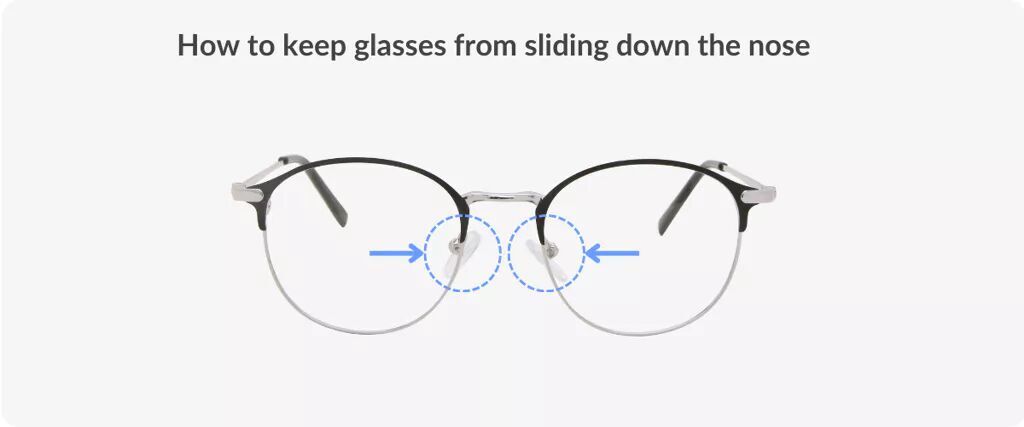 image of glasses with arrows pointing to nose pads