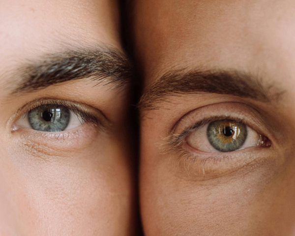 Two faces and eyes side by side