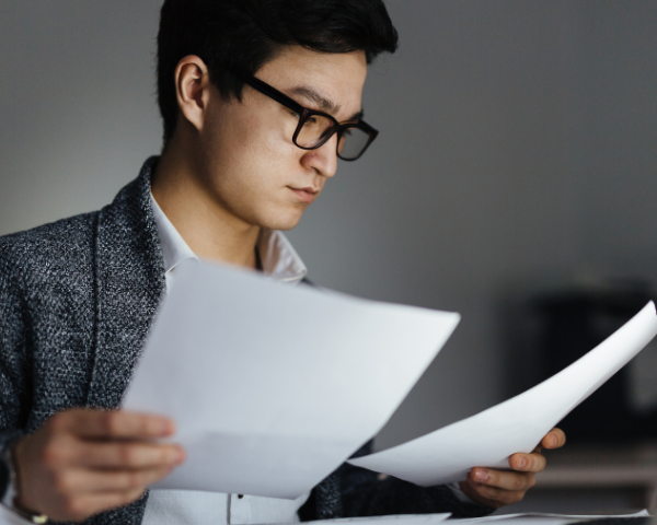 man with reading glasses