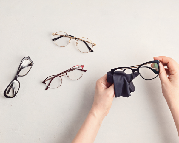 hand cleaning eyeglasses