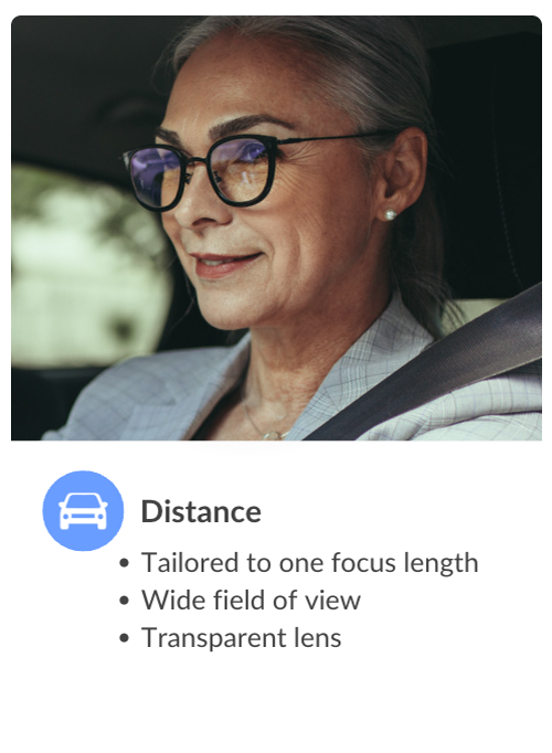Distance prescription lenses