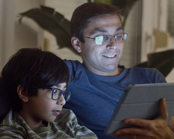 dad and son with their eyeglasses