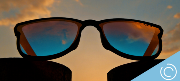 Sunglasses with sky in the background