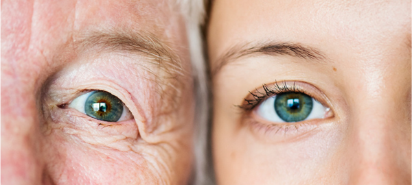 Young woman and older woman eyes