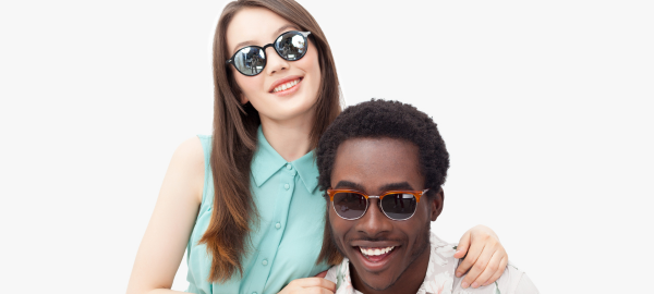 man and woman wearing polarised sunglasses