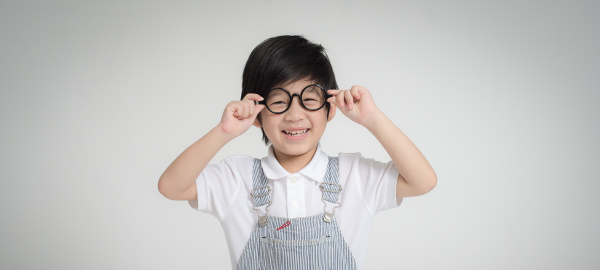 Kid wearing glasses