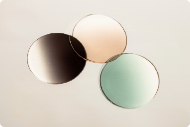 three lenses with different coloured tints