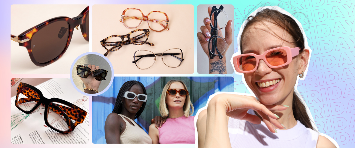 collage of stylish eyewear fashion pictures