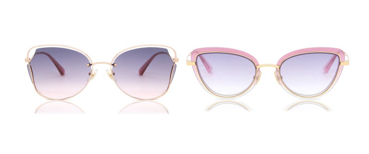 two pairs of light purple-tinted glasses