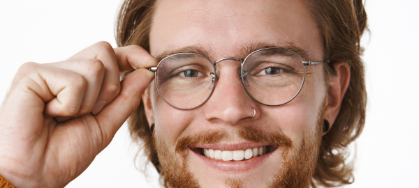 man wearing metal frame glasses