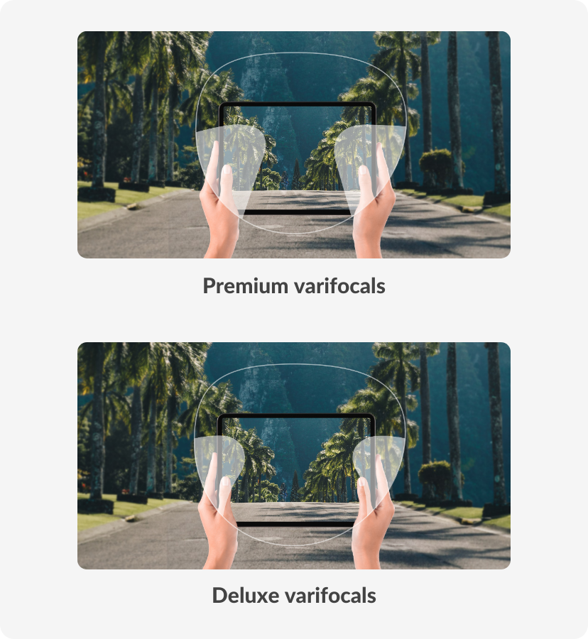 side by side first person view through premium and deluxe varifocal lenses