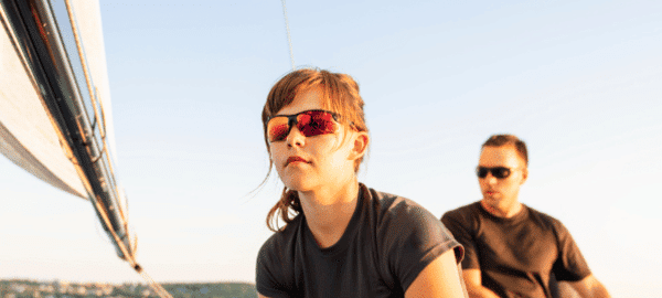 Female athlete sailing wearing polarised lenses