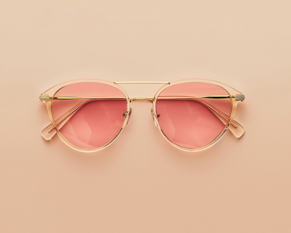 pair of sunglasses with pastel pink tinted lenses