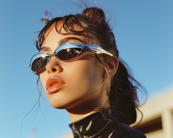 girl wearing reflective sunglasses