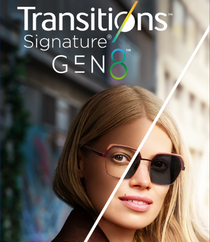 blonde woman wearing glasses with transitions lenses