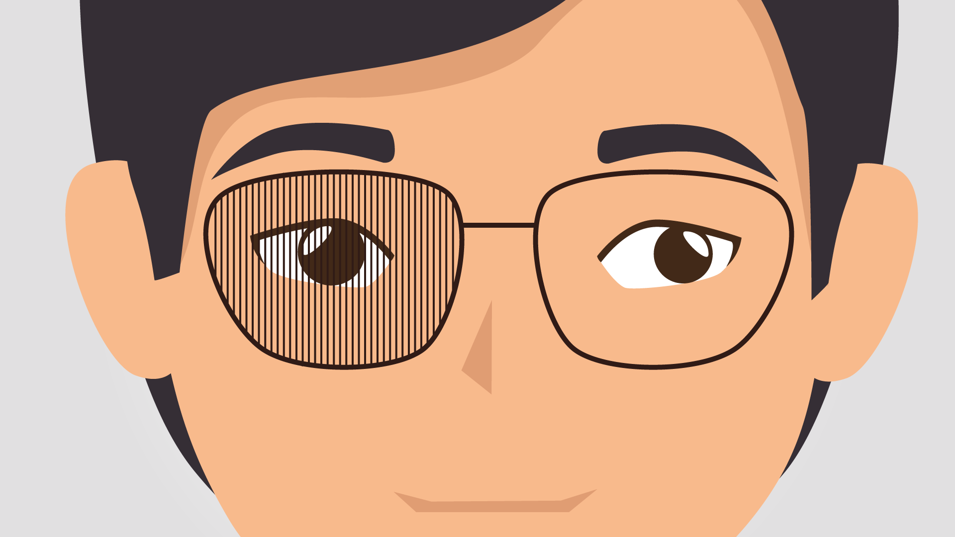 Illustration of boy with prism glasses