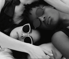 komono models wearing sunglasses black and white