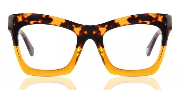 Orange and black bold framed plastic eyeglasses