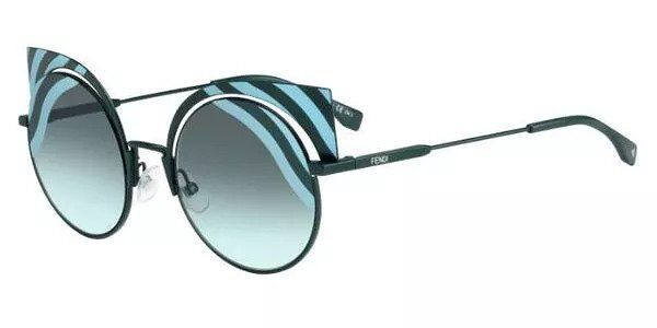 black cat eye sunglasses with blue zebra pattern frames