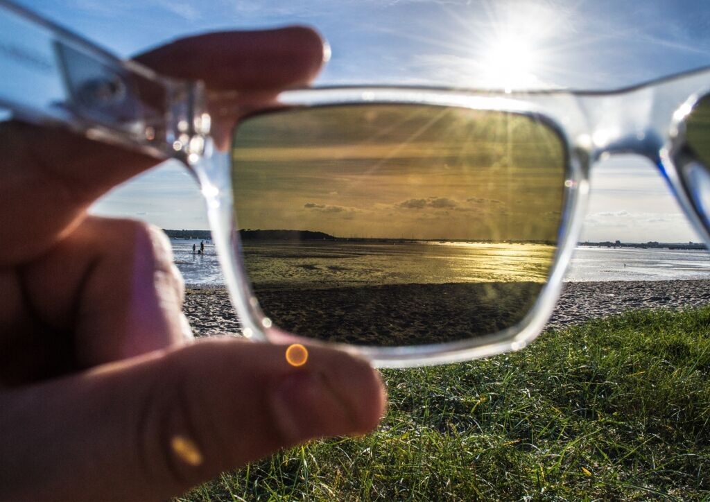 Landscape view through the lens of a pair of polarized sunglasses