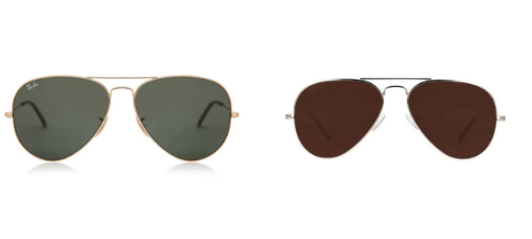 One pair of Ray-Ban aviators and a pair of pilot sunglasses