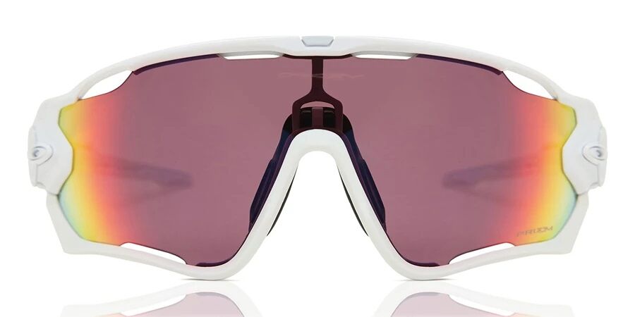 Single lens Okaley sunglasses with a white frame