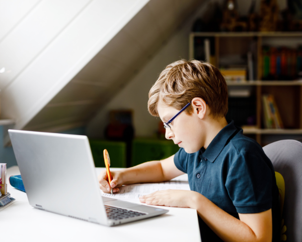 child with glasses