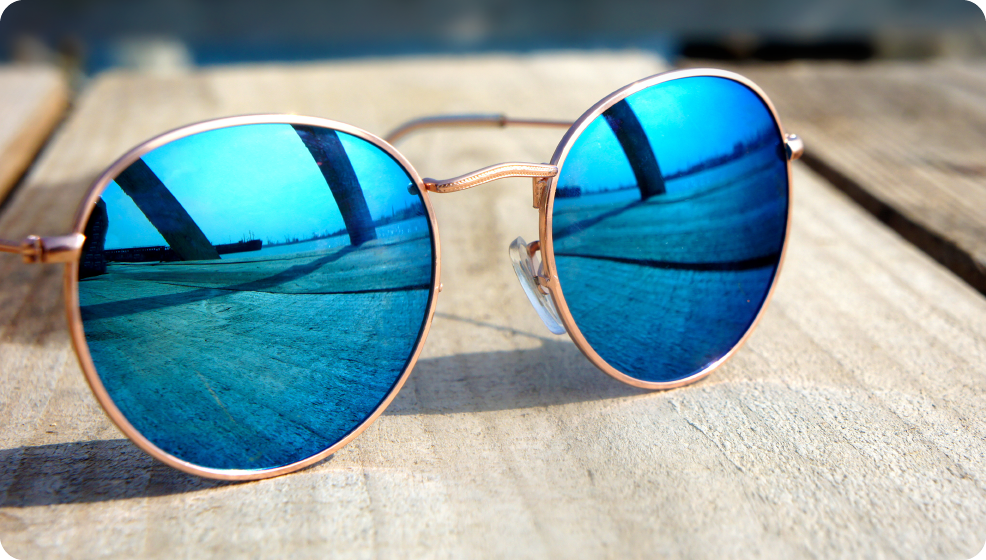 Blue mirrored sunglasses