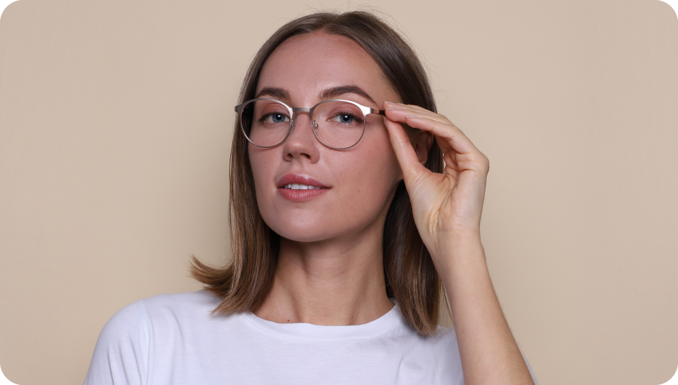 Woman posing in glasses